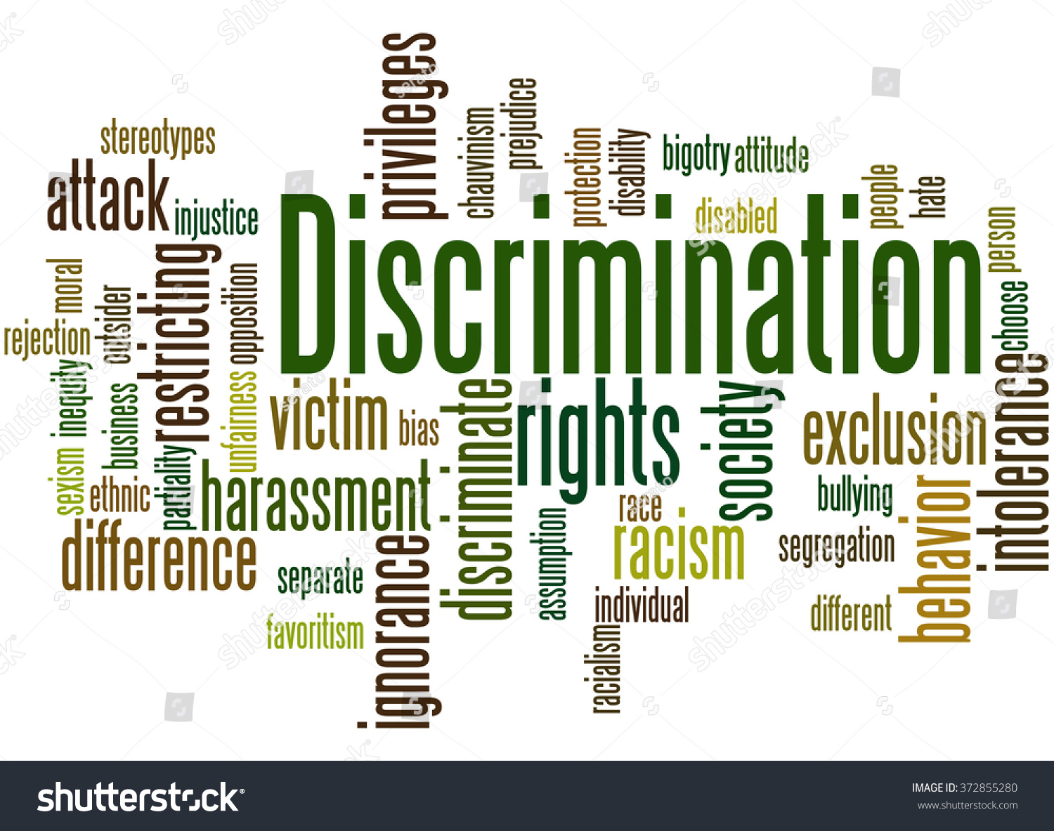 Discrimination Word Cloud Concept On White Stock Illustration 372855280