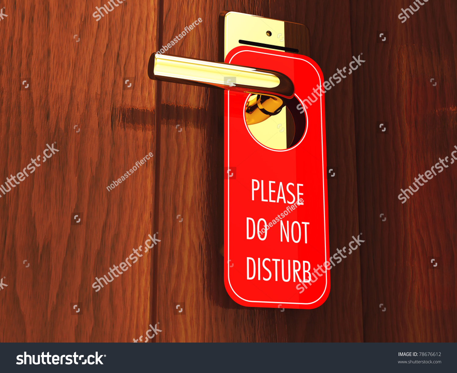 Do Not Disturb Sign On A Hotel Door Handle 3d Illustration 78676612 