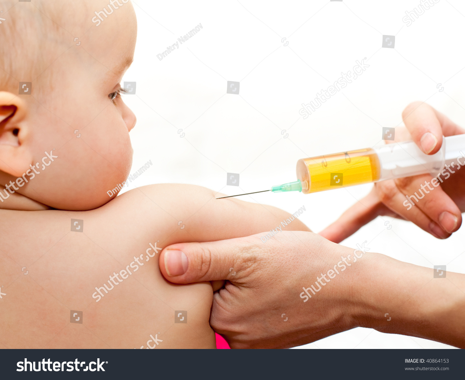 Doctor Giving A Child A Huge Injection In Arm Shallow Dof S