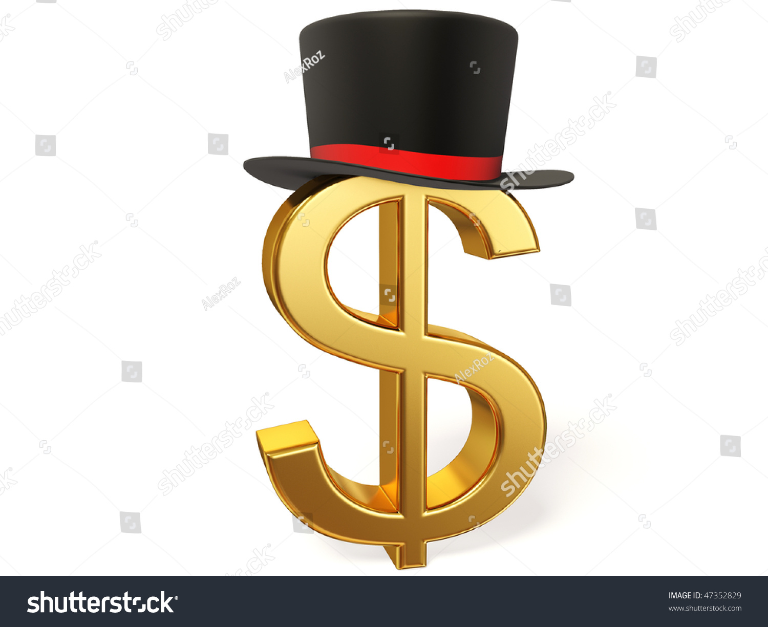 Dollar Sign And Top Hat Isolated Stock Photo 47352829 : Shutterstock