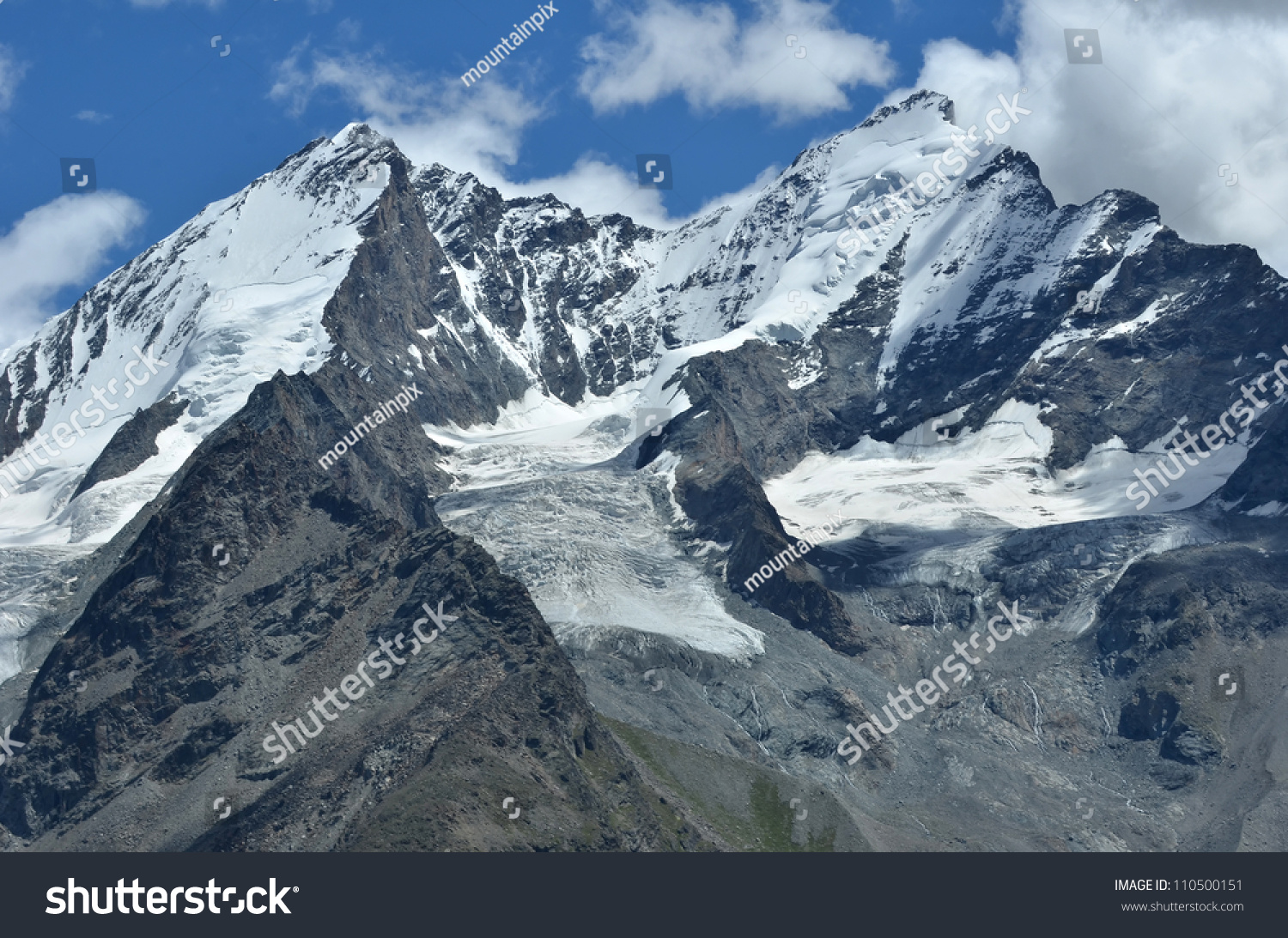 Dom And Taschhorn Swiss Alps Dom The Highest Mountain Fully In Switzerland Left And