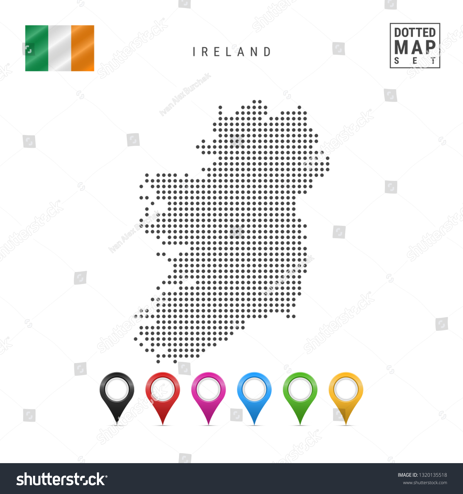 Dotted Map Ireland Simple Silhouette Ireland Stock Illustration