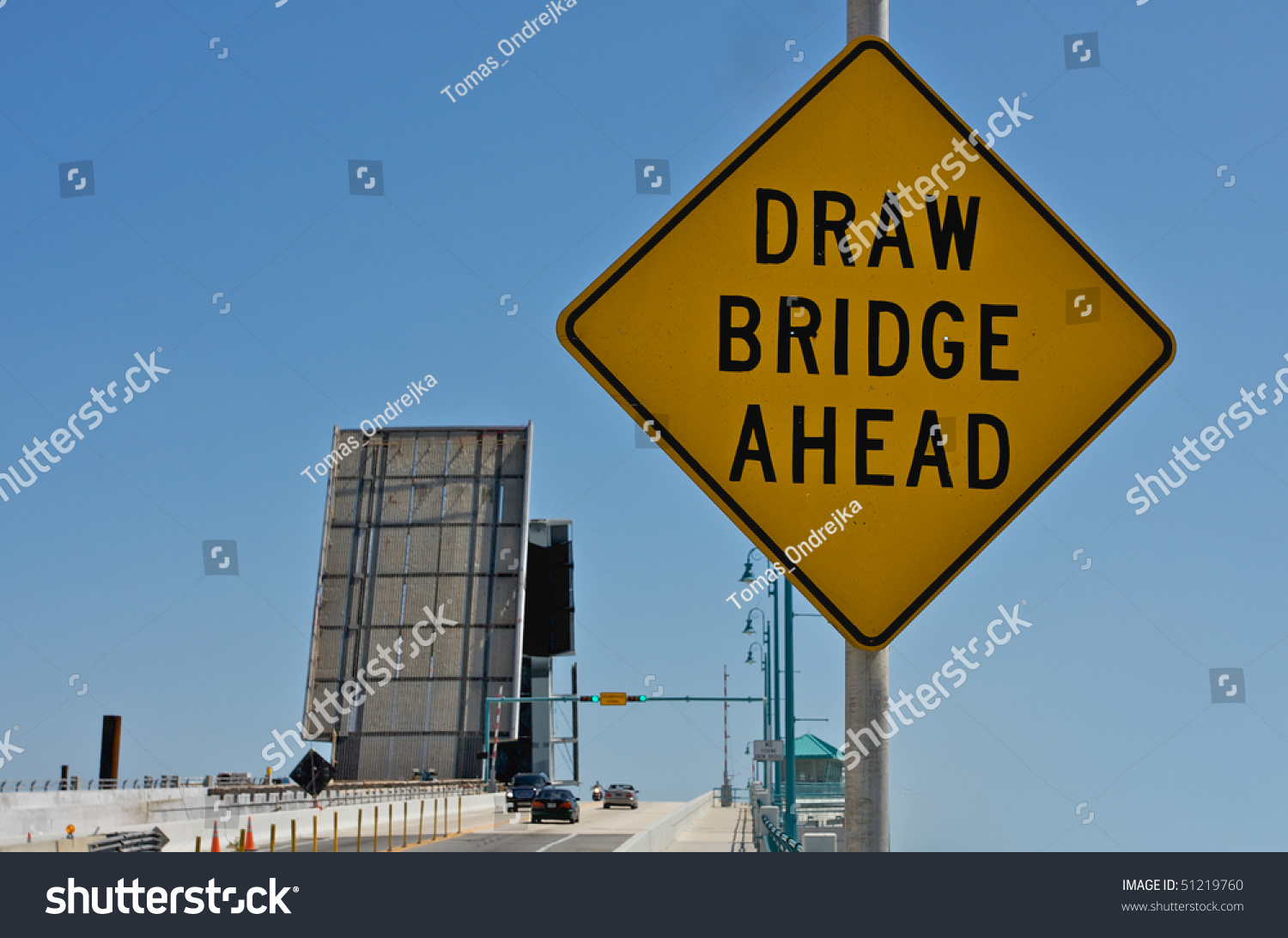 Draw Bridge Ahead Sign. Stock Photo 51219760 Shutterstock