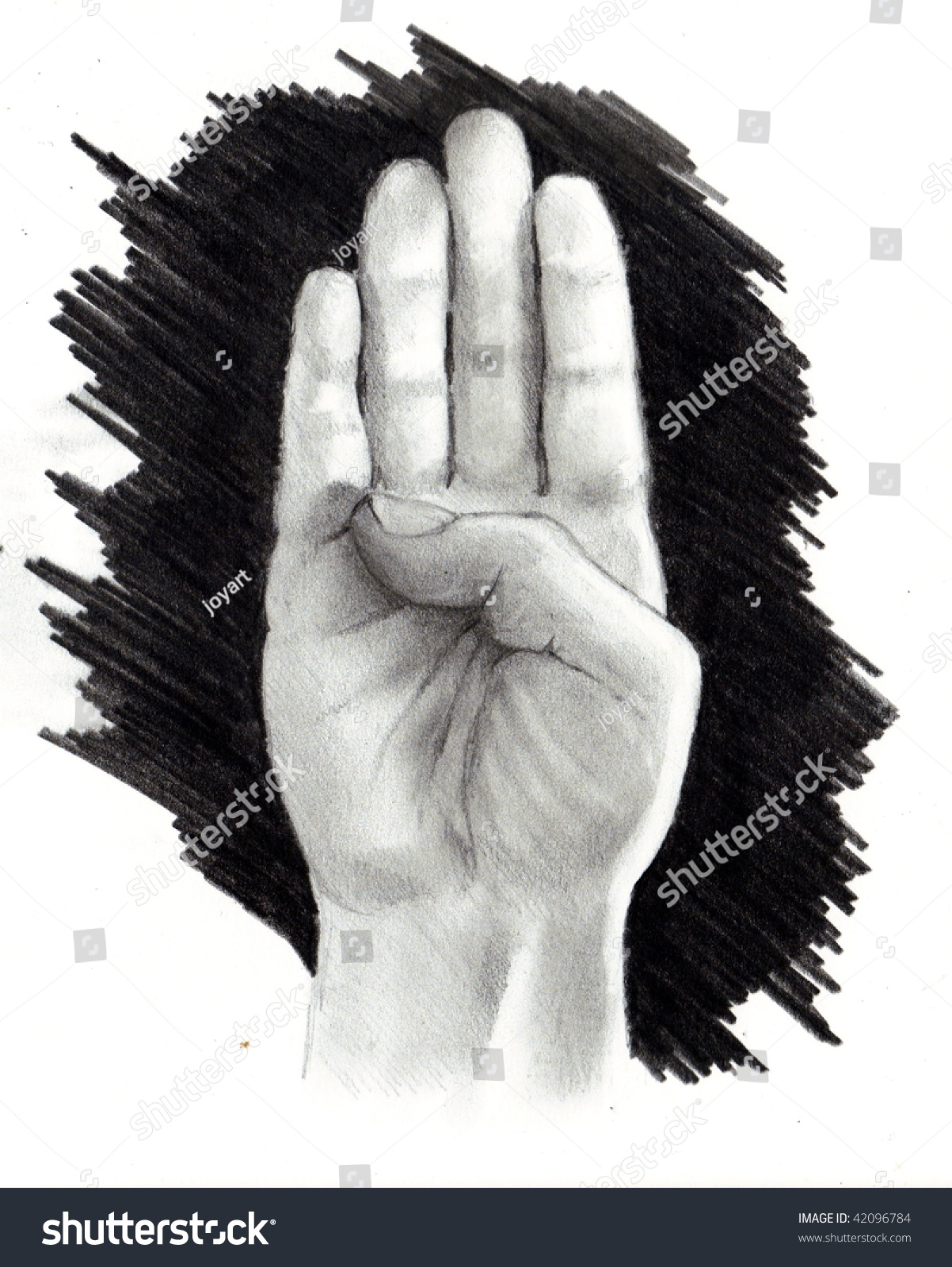 Drawing Of Hand Finger Spelling Letter B Stock Photo 42096784 ...