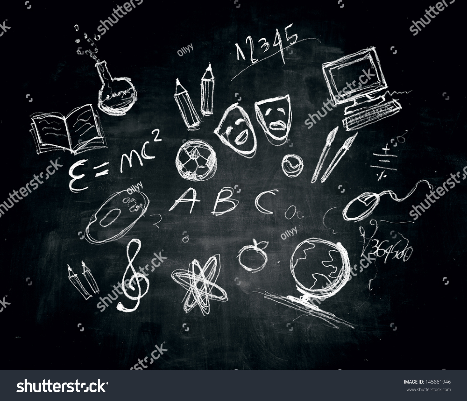 Drawings On The Blackboard Stock Photo 145861946 : Shutterstock