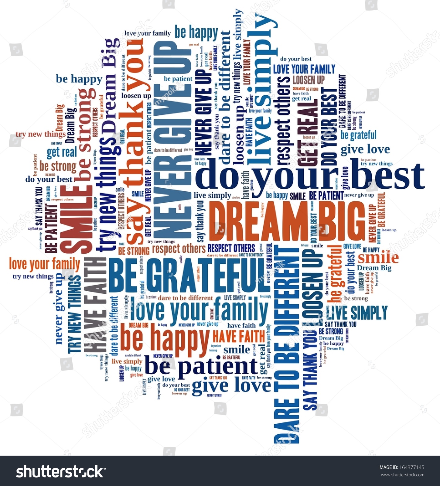 Dream Big Other Positive Words Word Stock Illustration 164377145