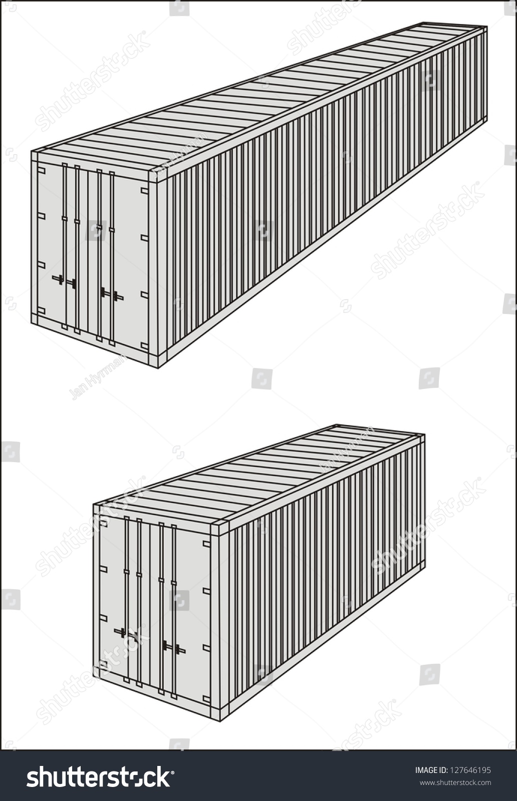 Dry/Standard/Containerized Cargo Container Line Drawing International