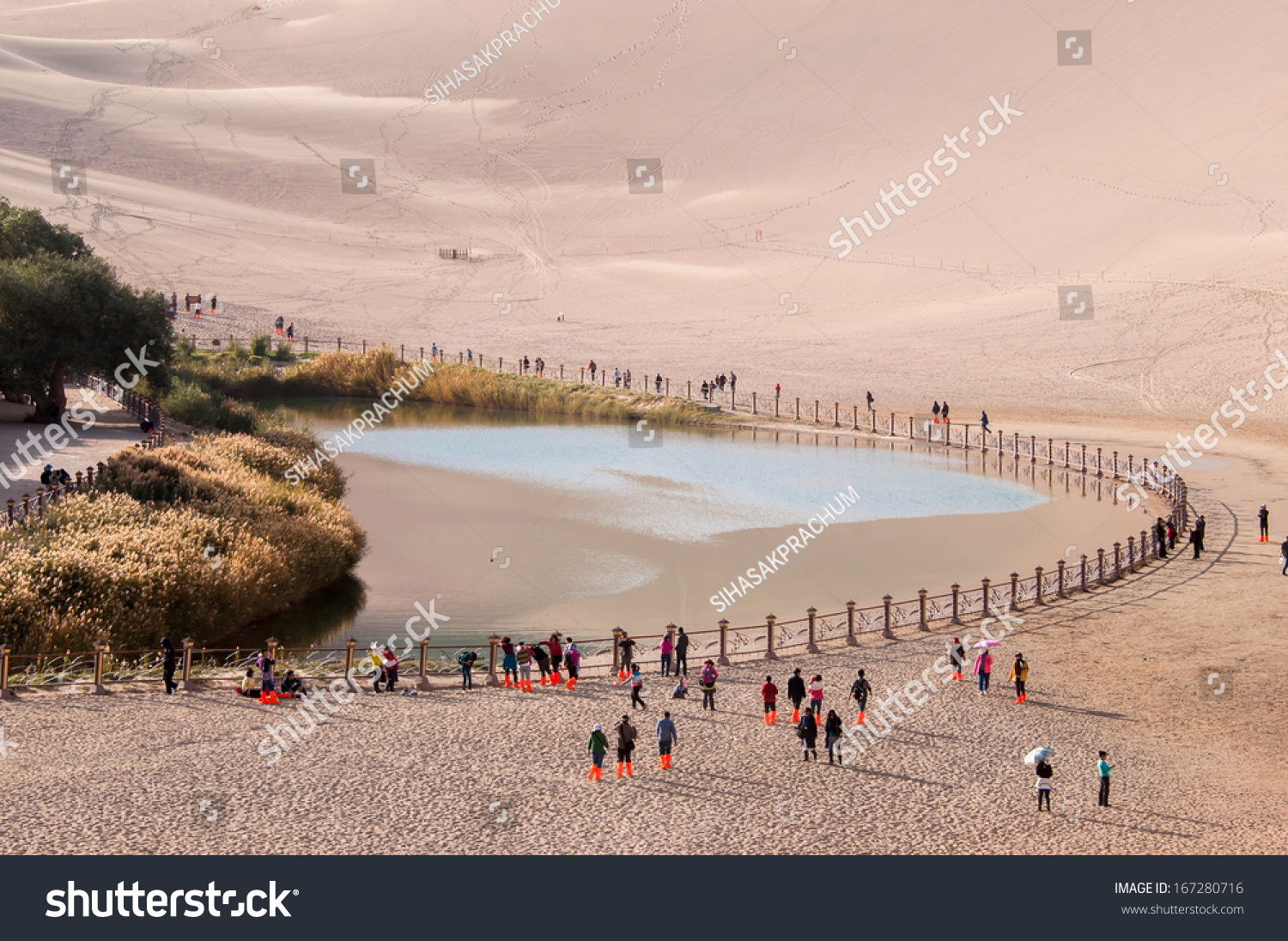 Dunhuang China October Scene Of Crescent Moon Lake Spring And