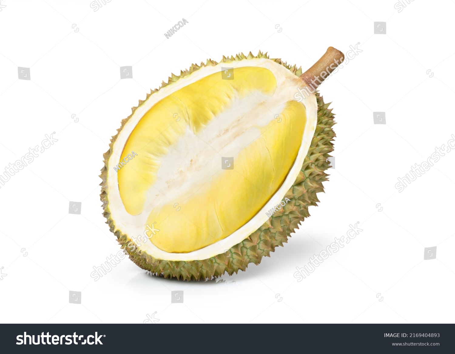 Durian Fruit Yellow Pulp Isolated On Stock Photo 2169404893 Shutterstock