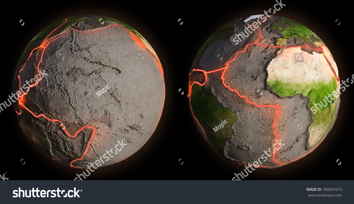 Earths Fault Lines Between Tectonic Plates Stock Illustration 180937673