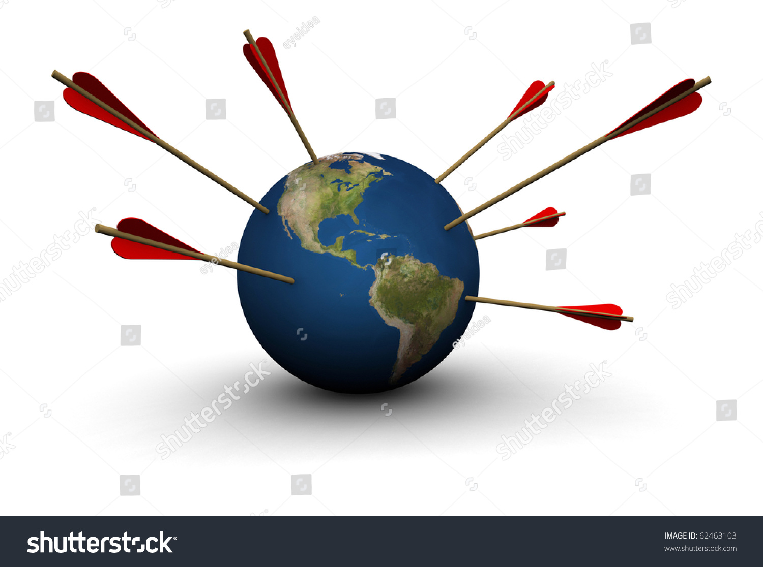 Earth With Arrows Sticking Out From The Sides Stock Photo 62463103