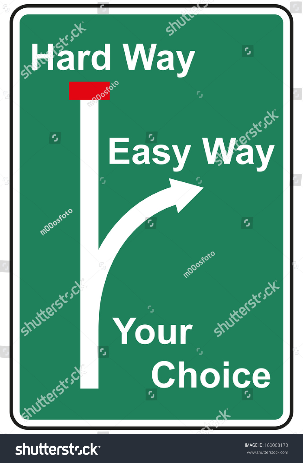 Easy Way Or Hard Way Traffic Sign Isolated On White Background. Stock