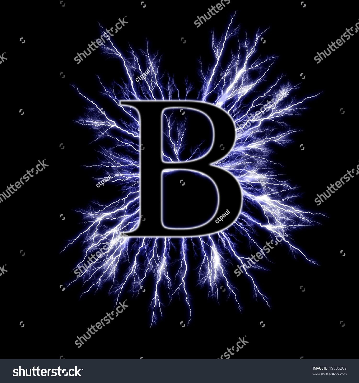 Electric Letter B Isolate On Black Stock Photo 19385209 : Shutterstock