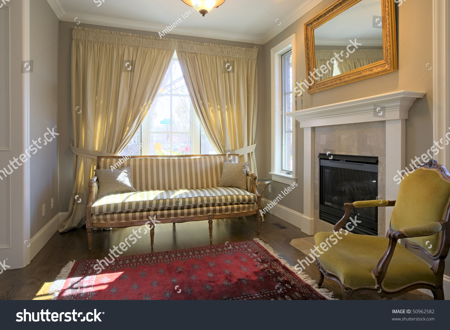 Elegant foyer with sofa chair and fireplace stock photo 50962582 ...