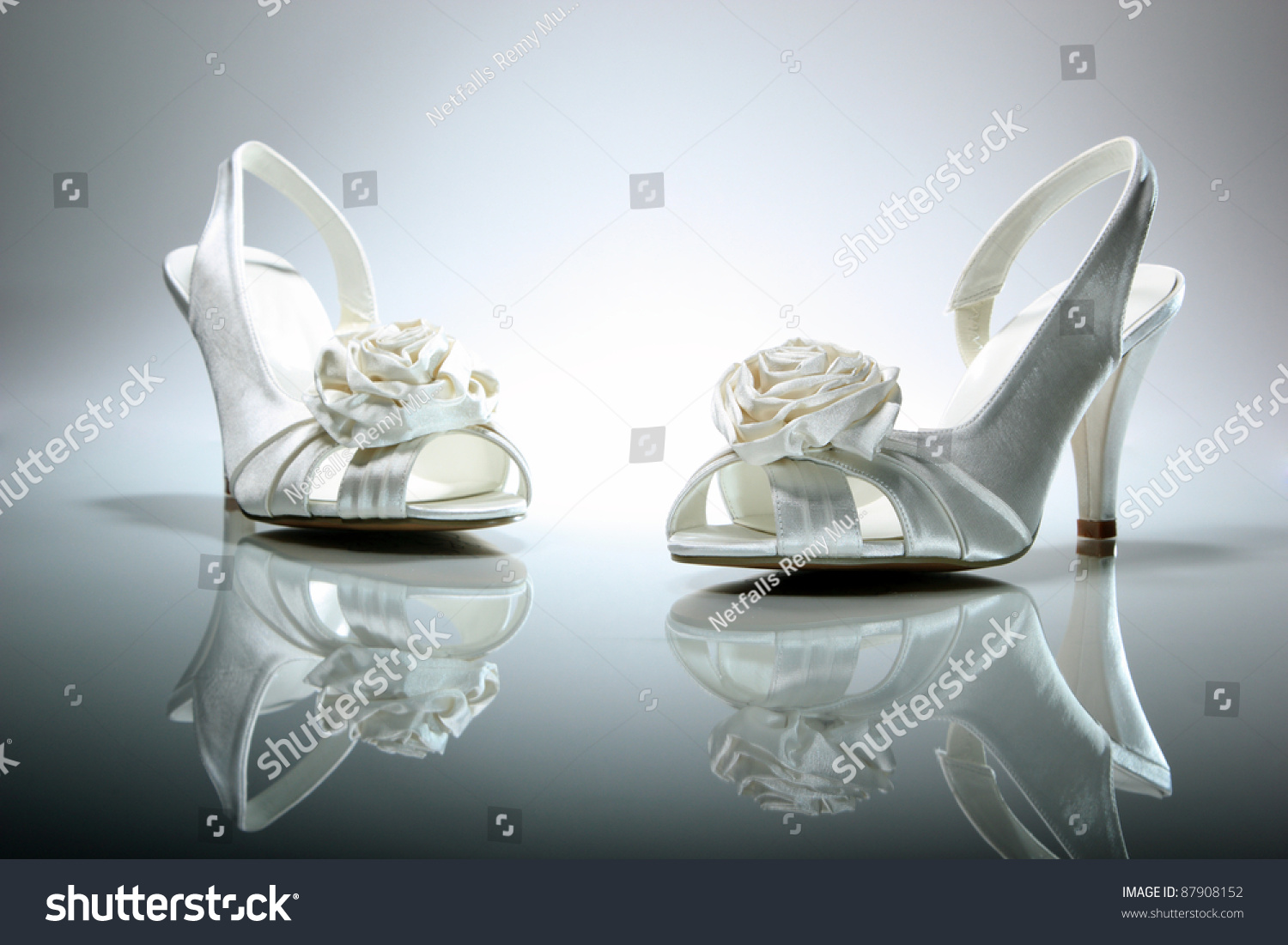 Elegant Wedding Shoes Over Gradient Gray Background Stock ... Gradient Wedding