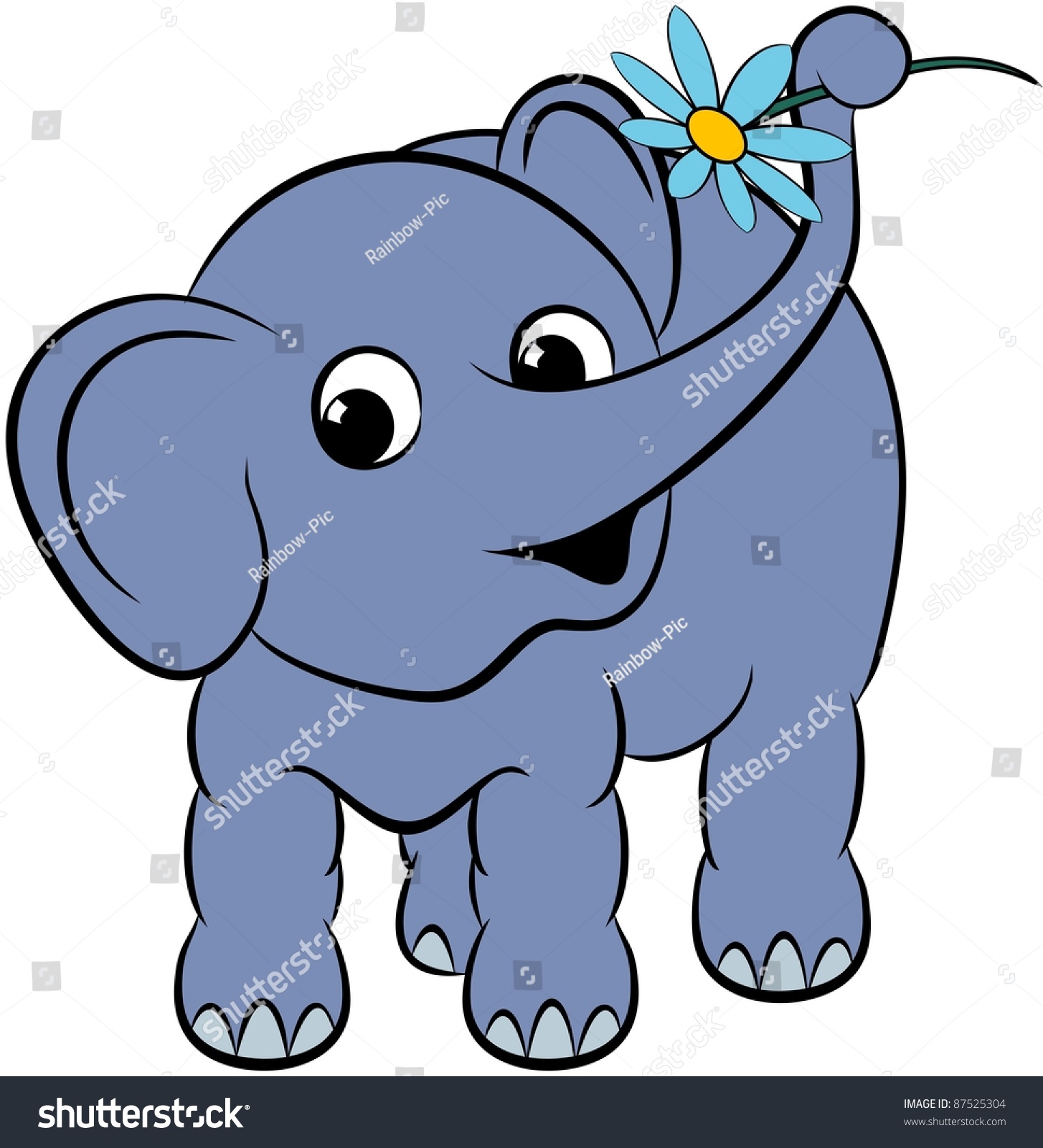 Elephant With A Flower Stock Photo 87525304 : Shutterstock