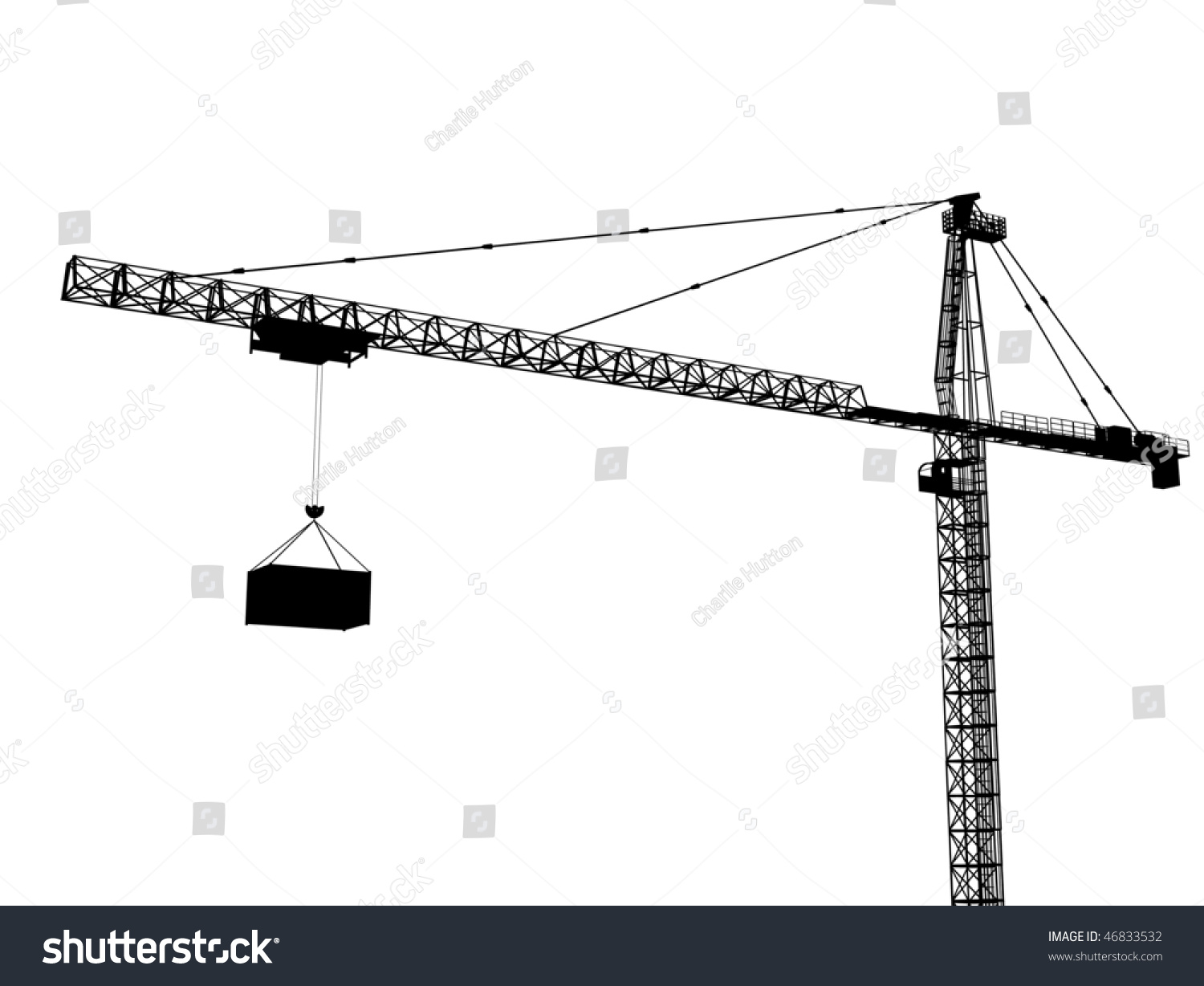 Elevating Construction Crane Silhouette Elevating Construction Crane Silhouette Isolated Black On