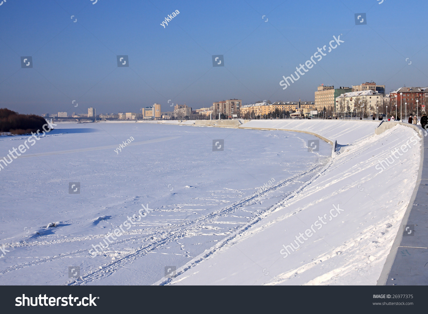 Embankment Winter River Irtysh City Omsk Stock Photo 26977375