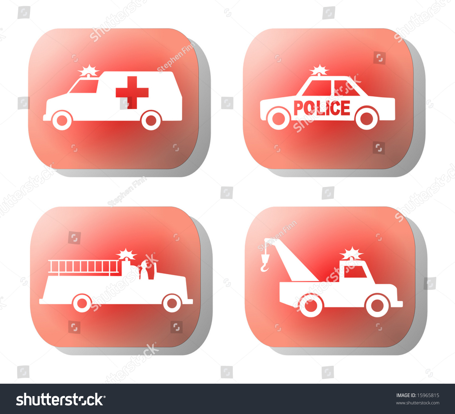 Emergency Silhouettes On Red Button Illustration - 15965815 : Shutterstock