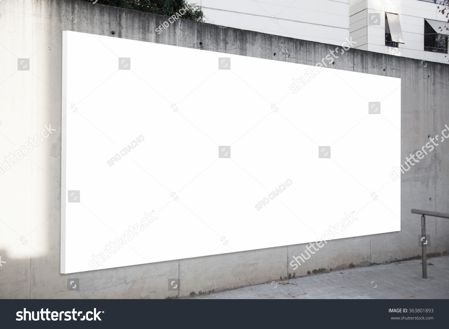 Empty billboard on the concrete gray background White screen Empty billboard on the concrete gray background White screen