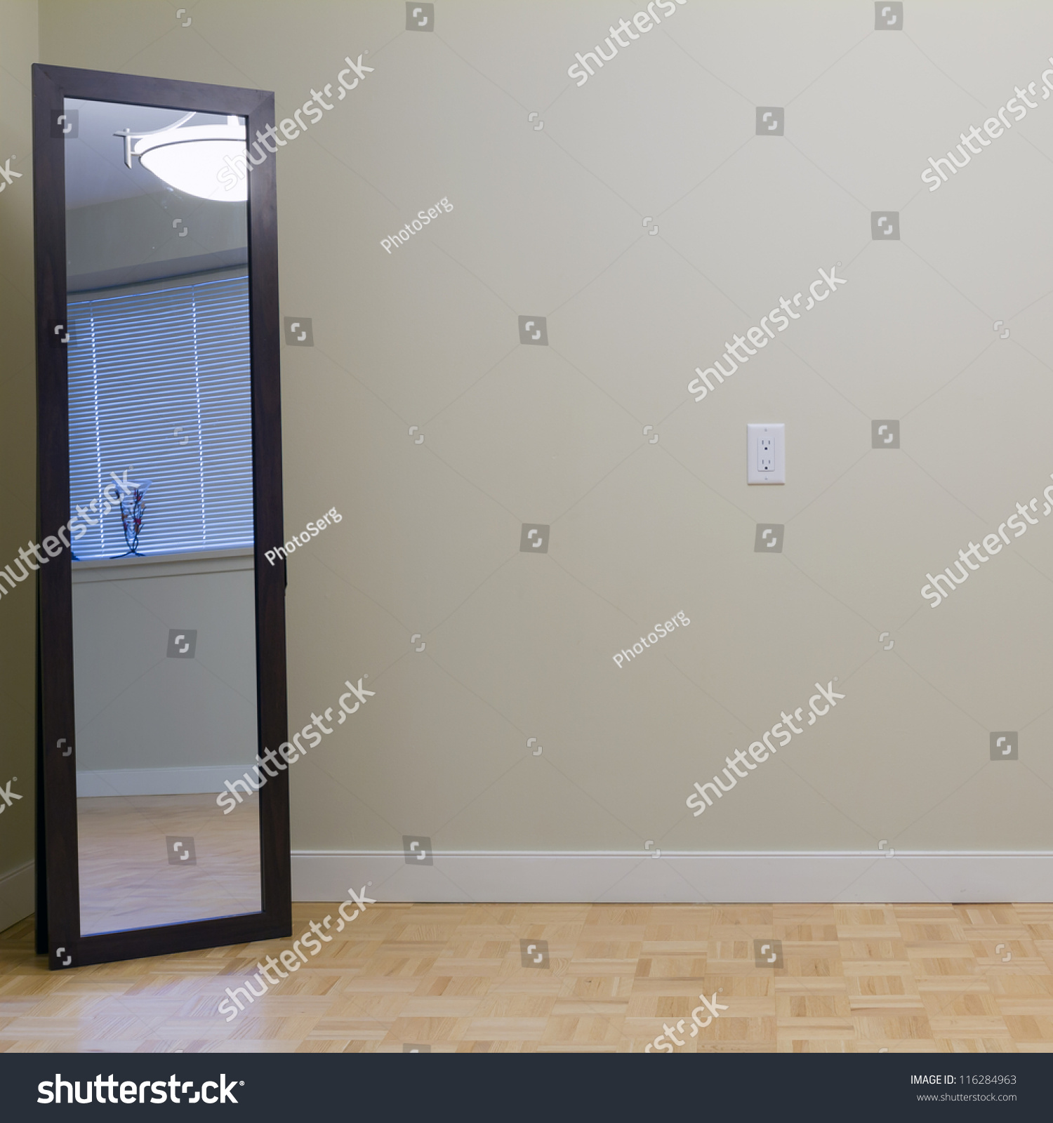 Empty Living Room With Mirror In A New Apartment Stock ...
