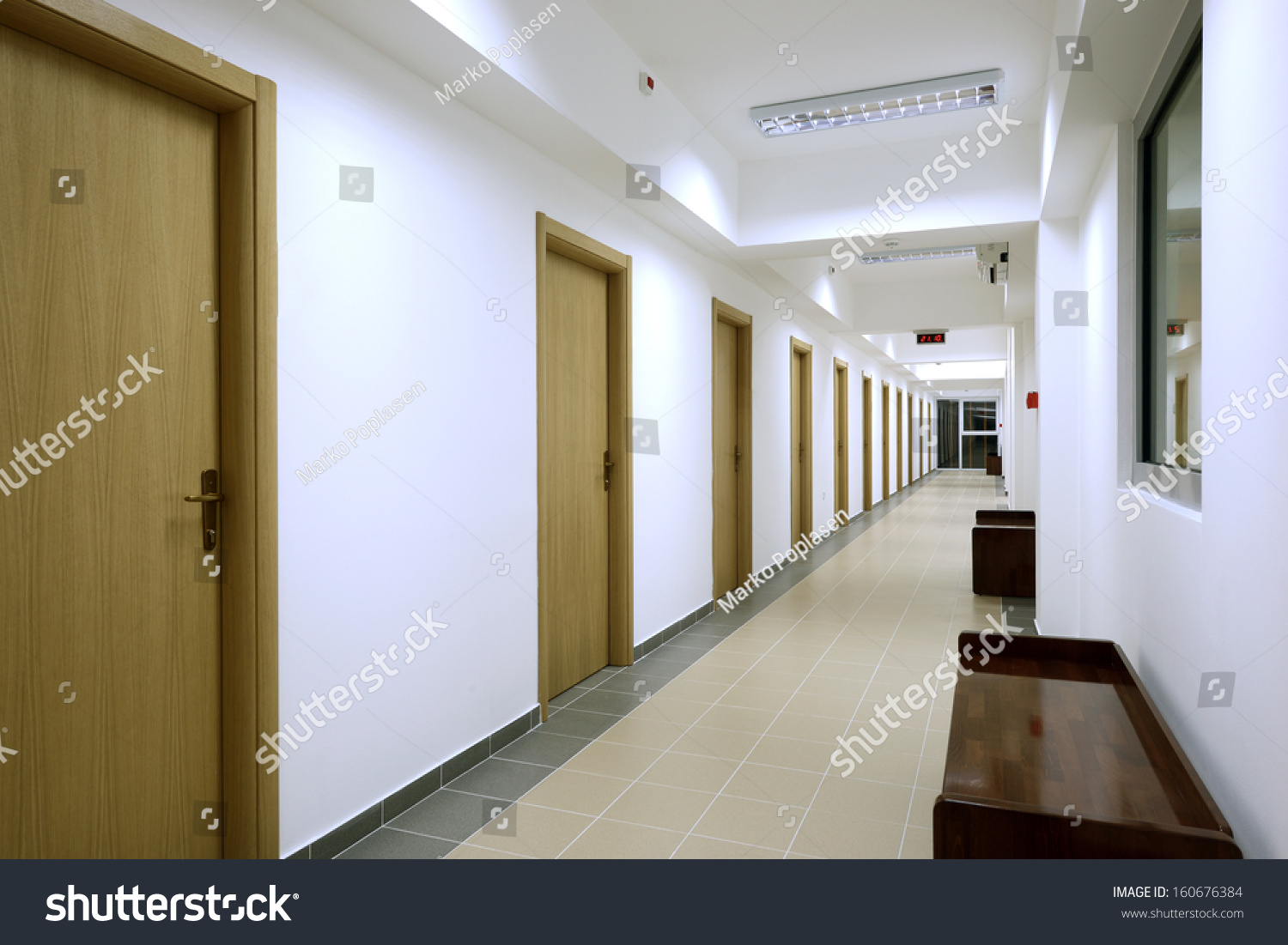 Empty Corridor In Modern Office Building Empty Corridor In The Modern Office Building Stock