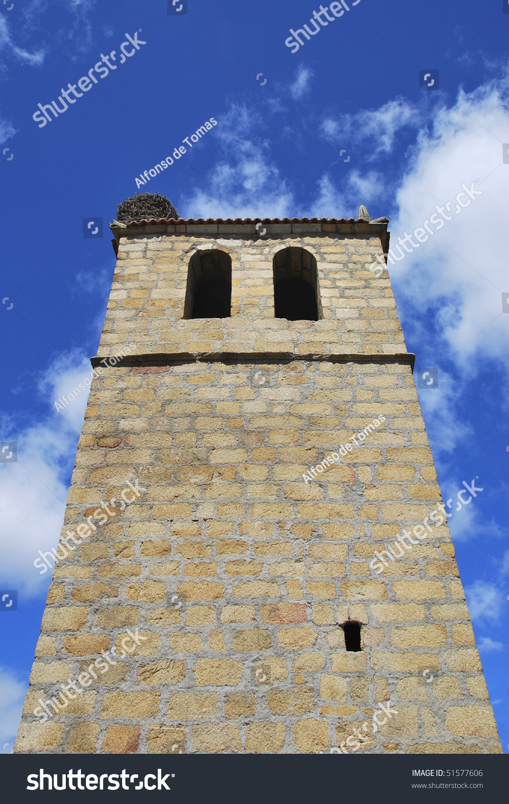 Empty Stork Nest A Bell Tower In Avila Spain Stock Empty Stork Nest A Bell Tower In Avila Spain Stock