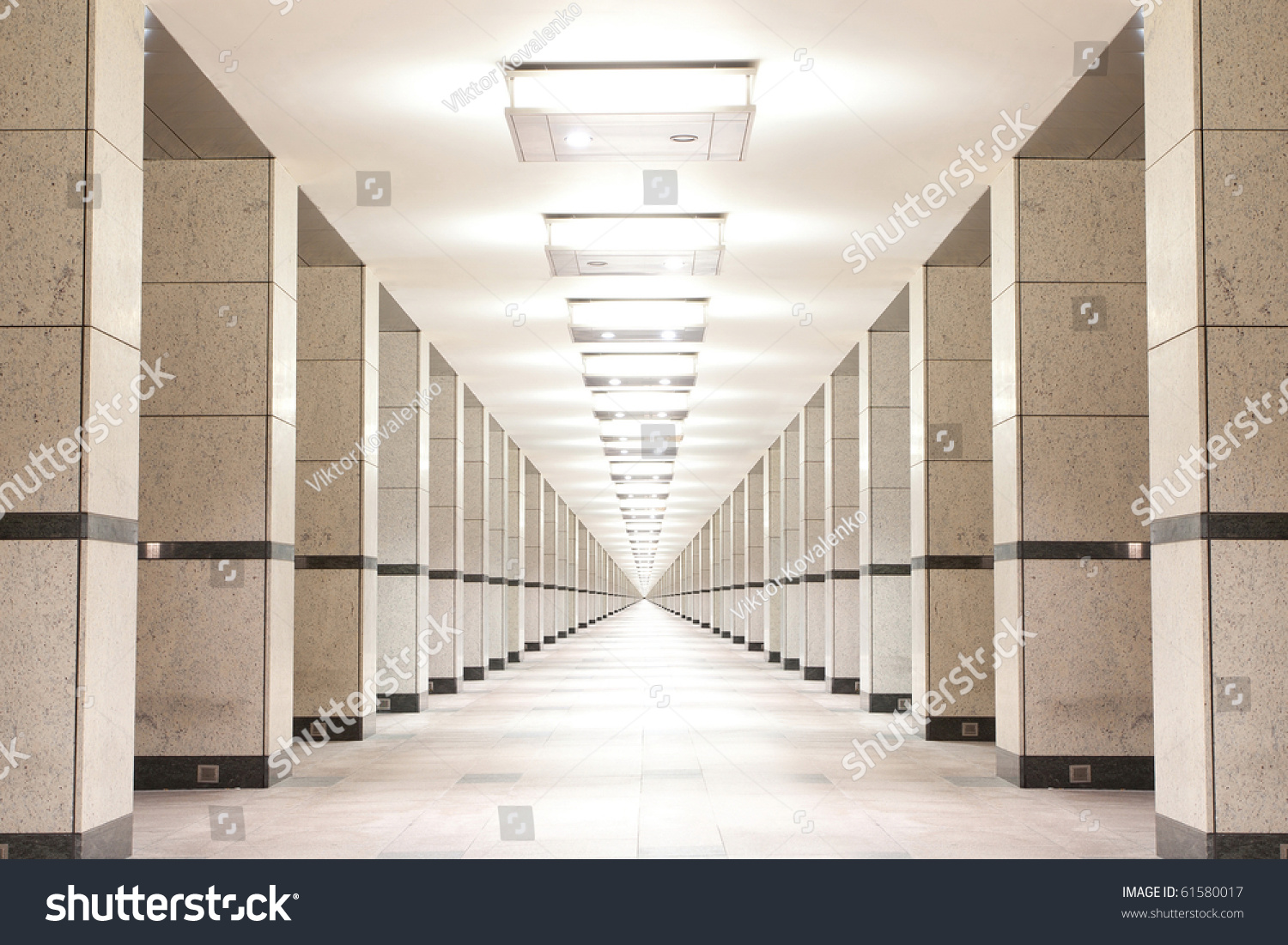 Endless Corridor With Columns Endless Corridor With Columns Stock Photo 61580017