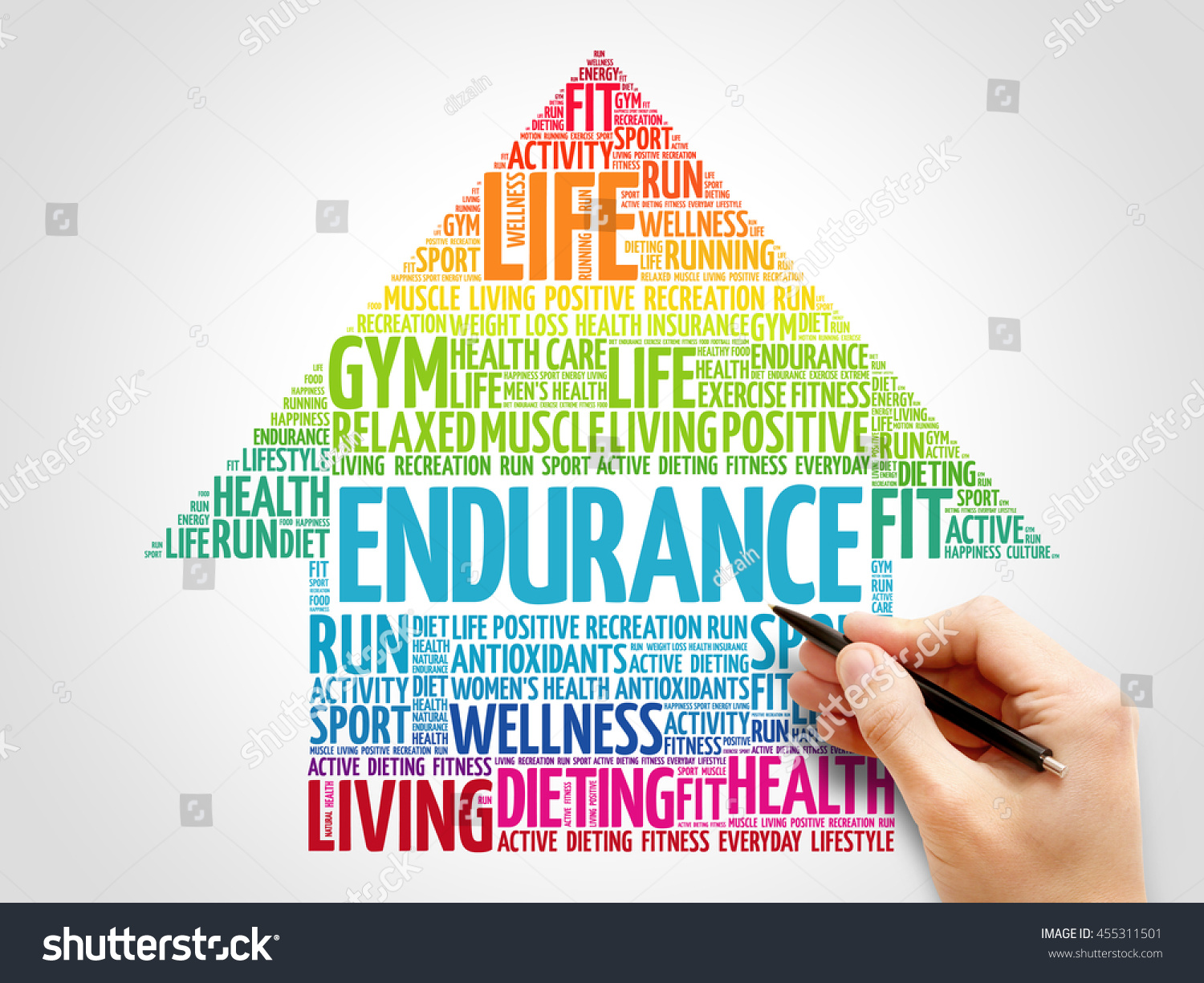 Endurance Arrow Word Cloud Health Concept Stock Photo 455311501