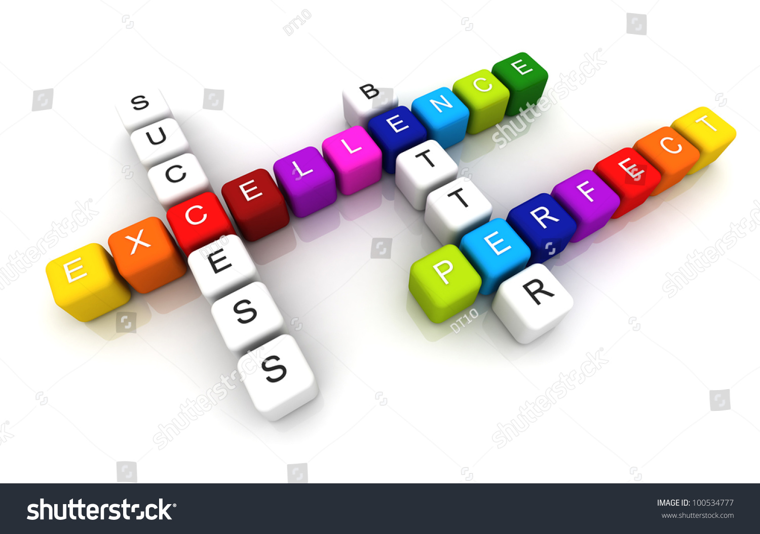 Excellence Colorful Box Crossword 3d Render Stock Photo 100534777