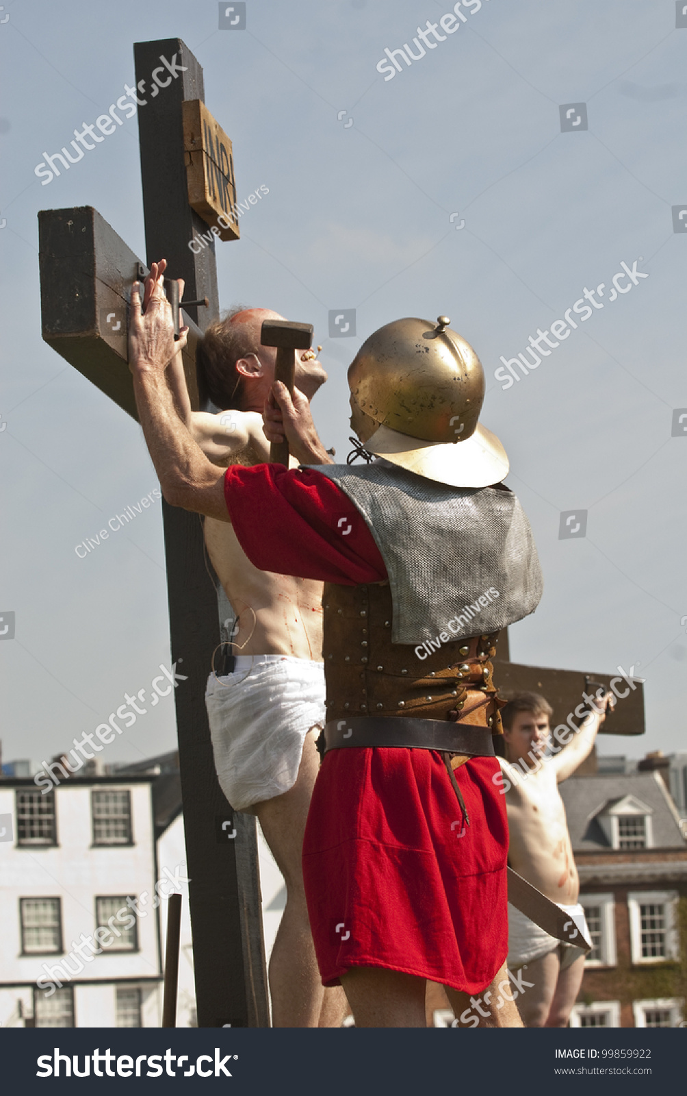 Exeter April Jesus S Hands Are Nailed To The Cross As Part Of The Crucifixion Reenactment