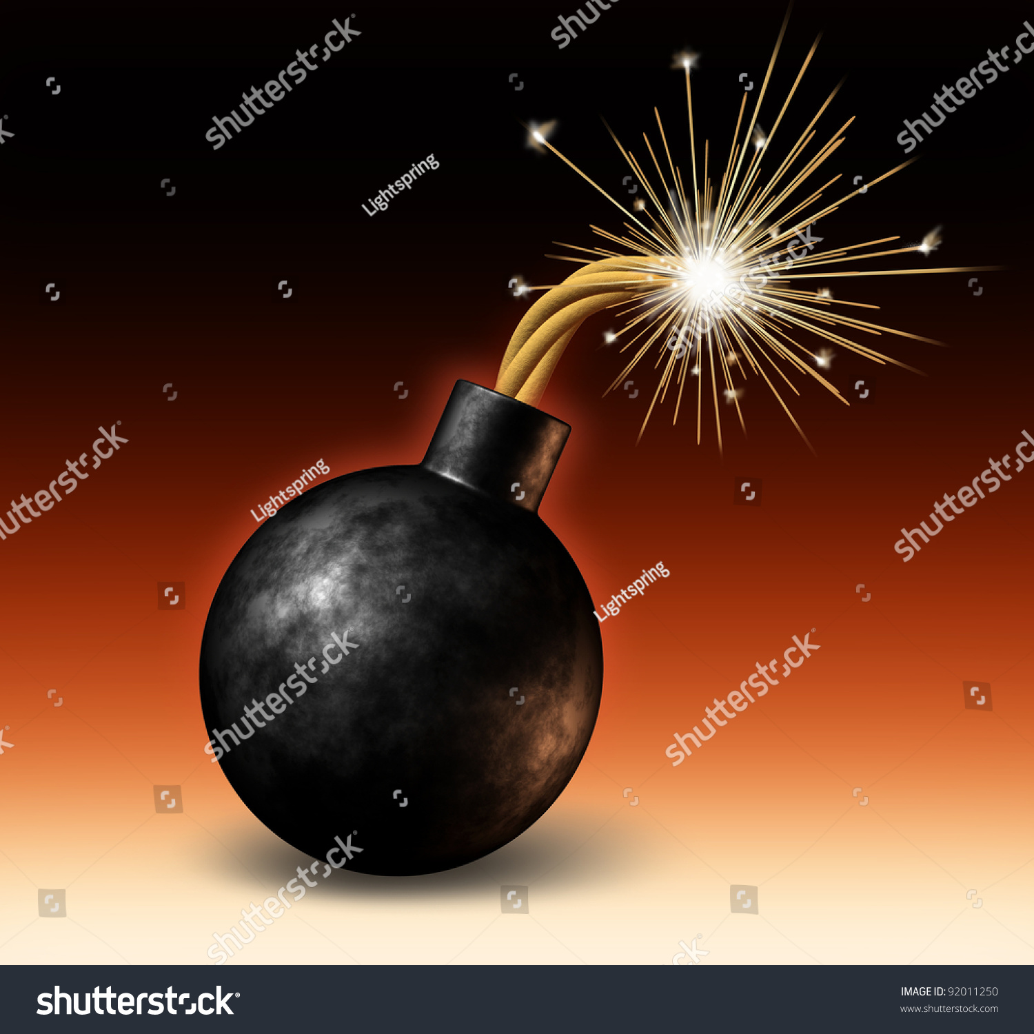 Exploding Bomb With Lit Burning Fuse With Fire Sparks Feeling The Heat
