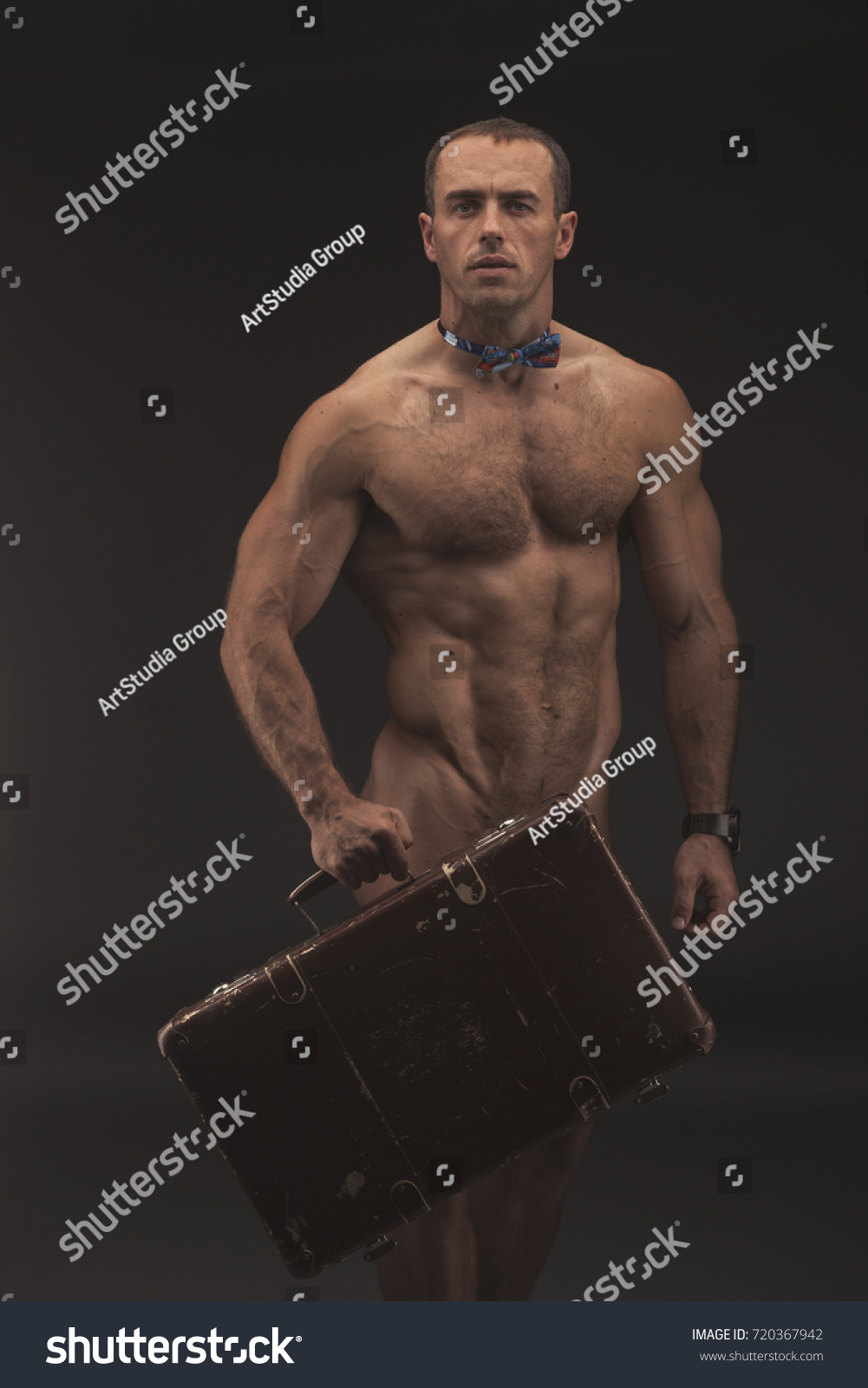 Extremely Muscular Naked Man Bow Tie库存照片720367942 Shutterstock