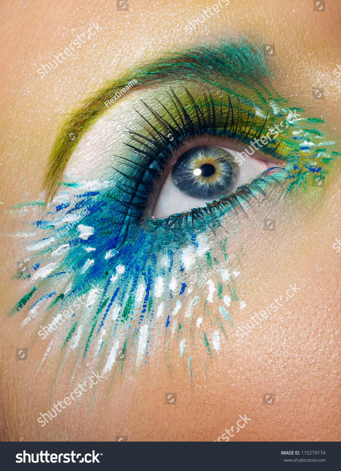 Macro Of With Creative Makeup Eye Macro With Creative Makeup Stock Photo 115279174