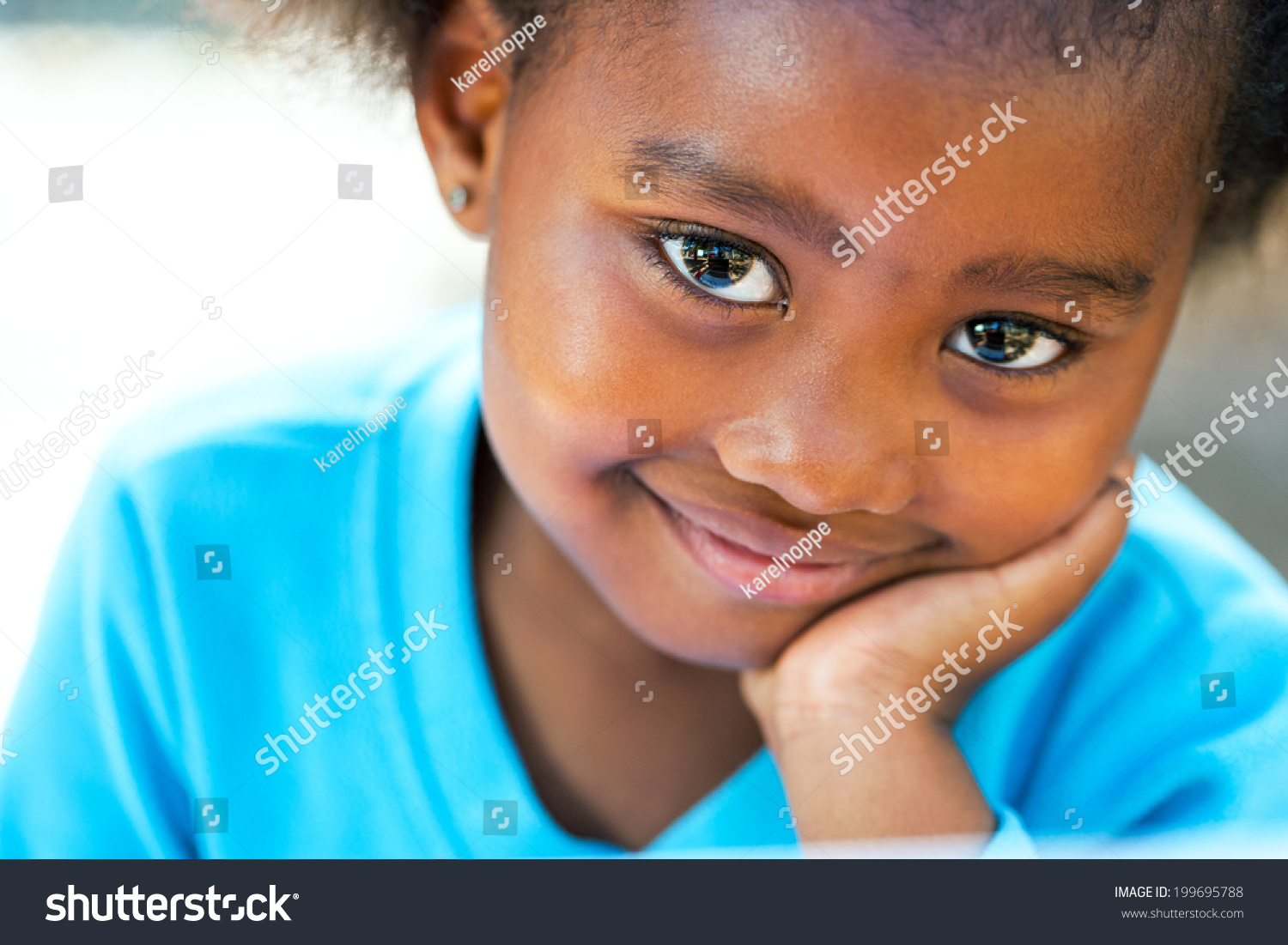 Facial Portrait Cute African Girl Resting Stock Photo 199695788