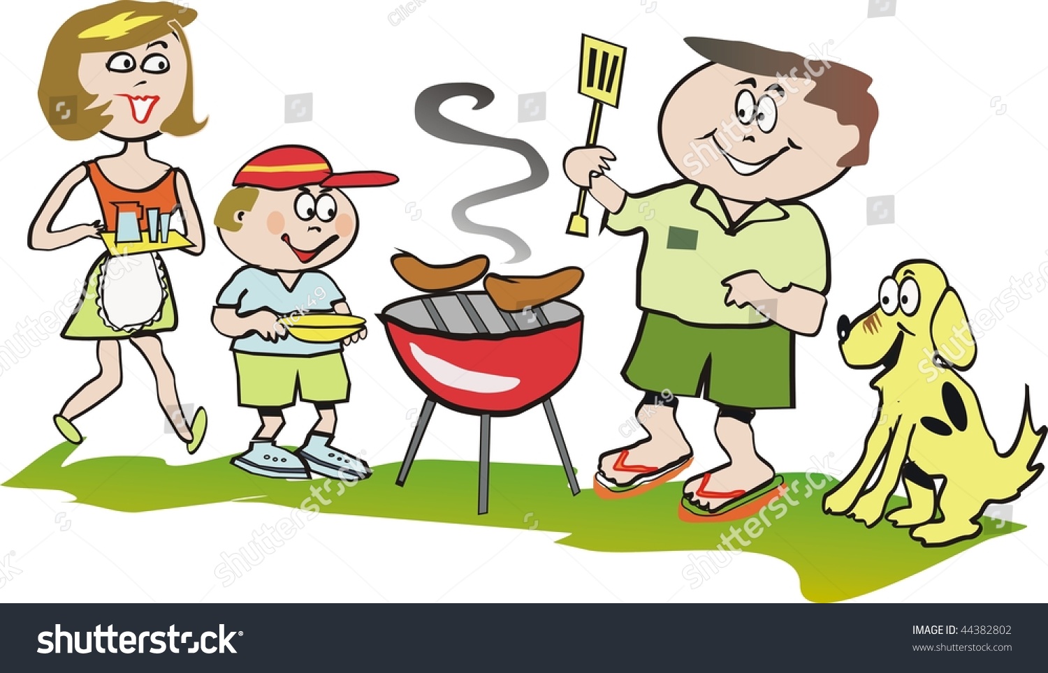 Family Barbeque Cartoon Stock Photo 44382802 : Shutterstock