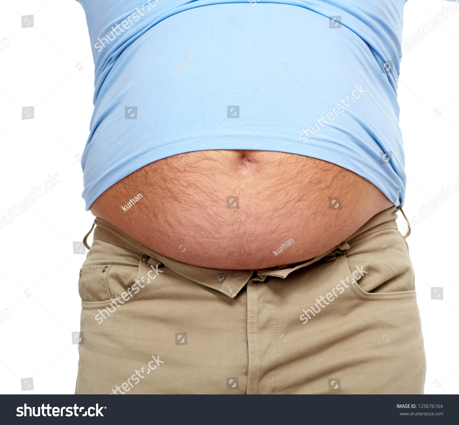 Fat Man Checking Belly in Stock Footage Video (100% 