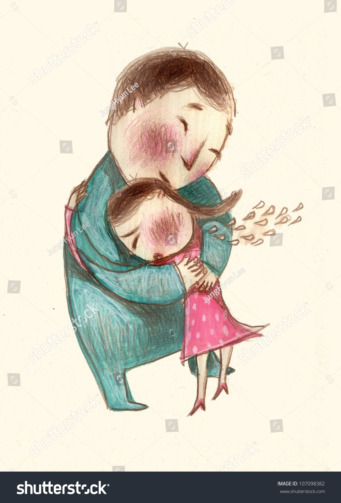 Father Daughter Hugging Stock Illustration 107098382