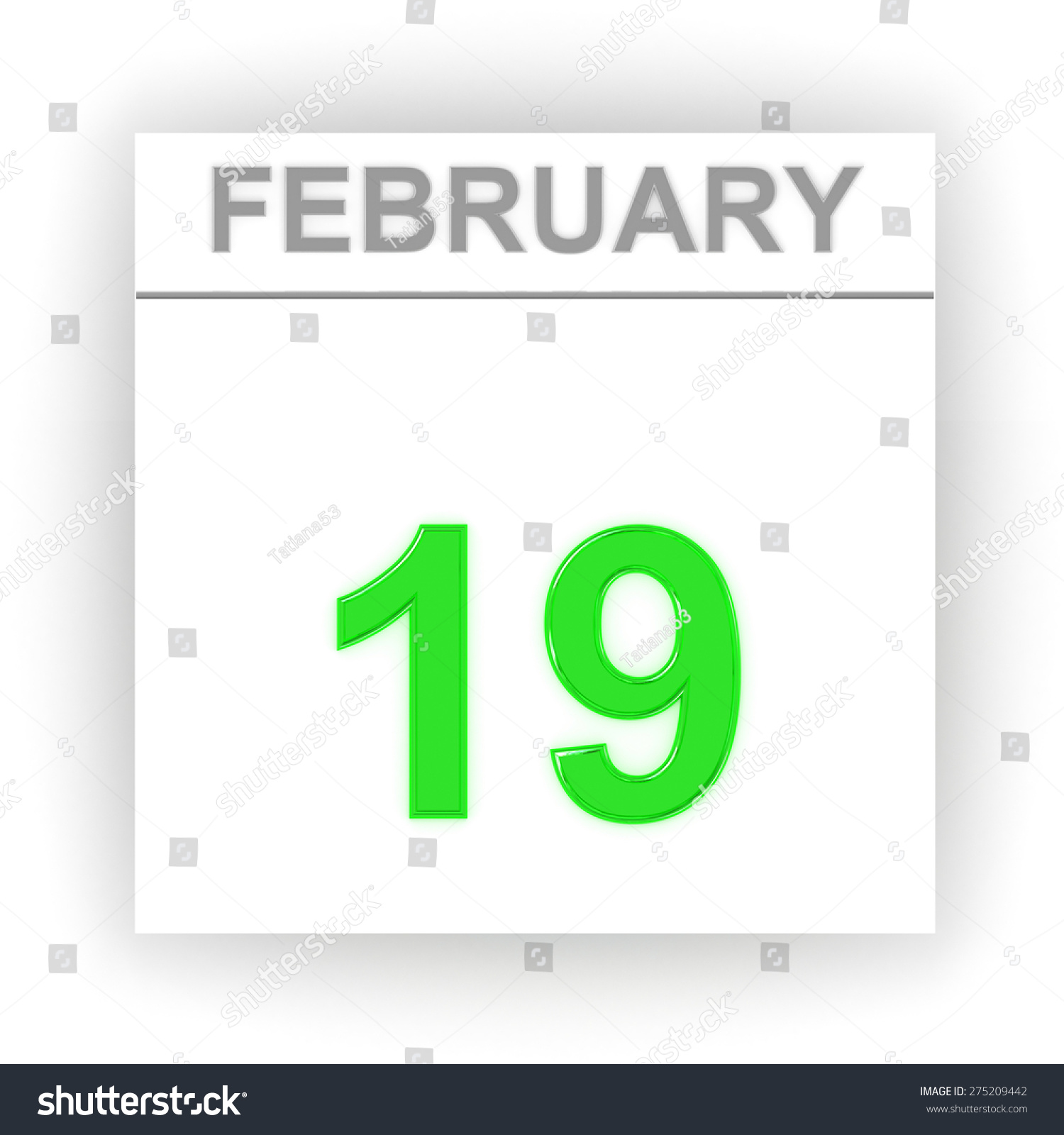 February 19. Day On The Calendar. 3d Stock Photo 275209442 Shutterstock