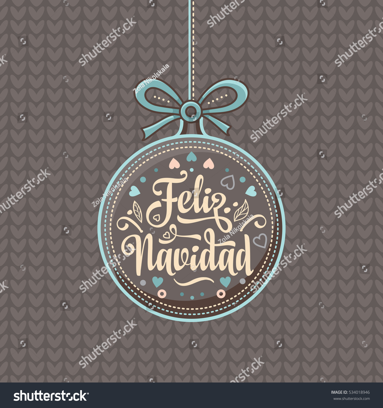 Feliz Navidad. Xmas Card On Spanish Language. Warm Wishes For Happy