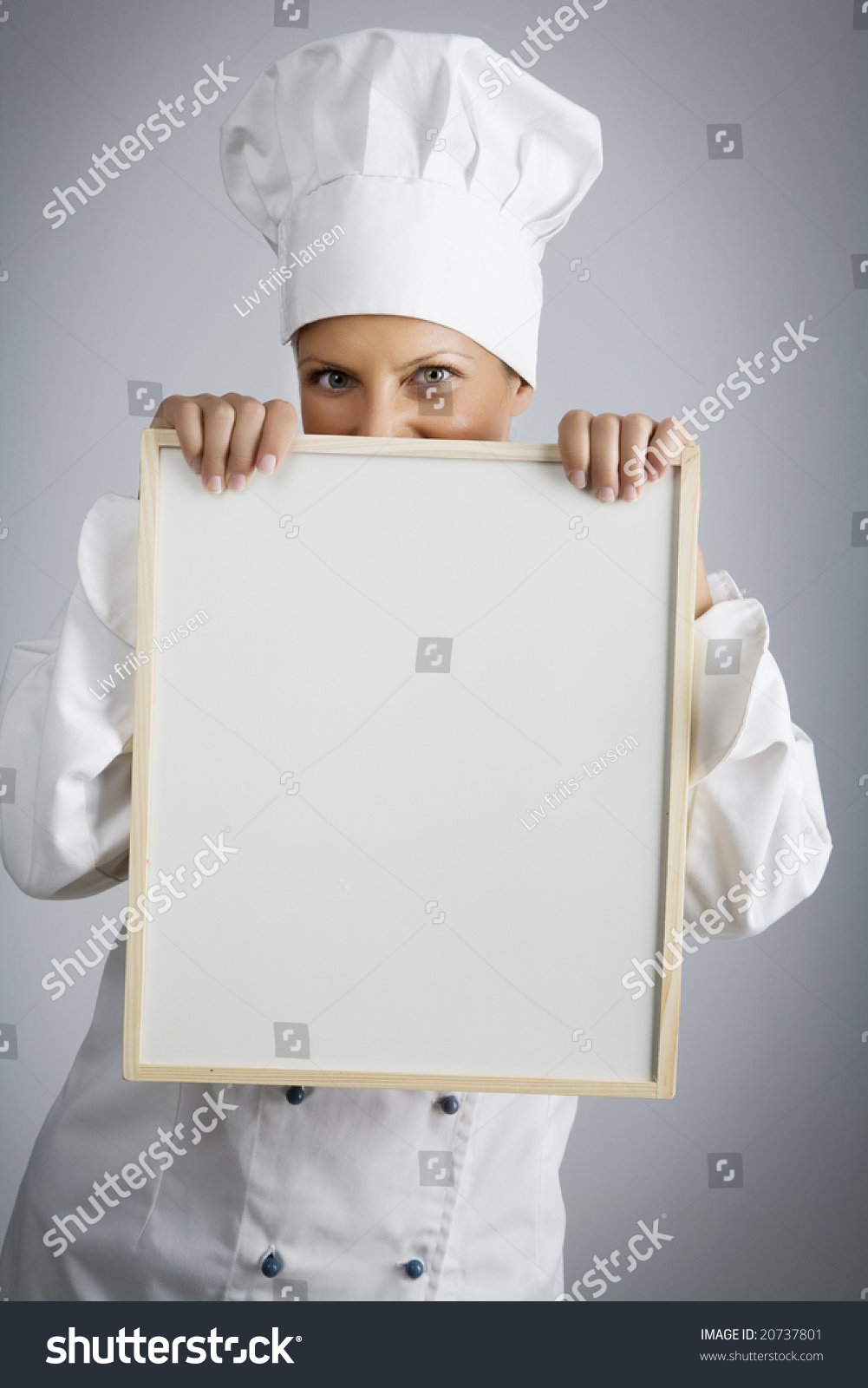 Female Chef Holding Menu Board Stock Photo 20737801 Shutterstock