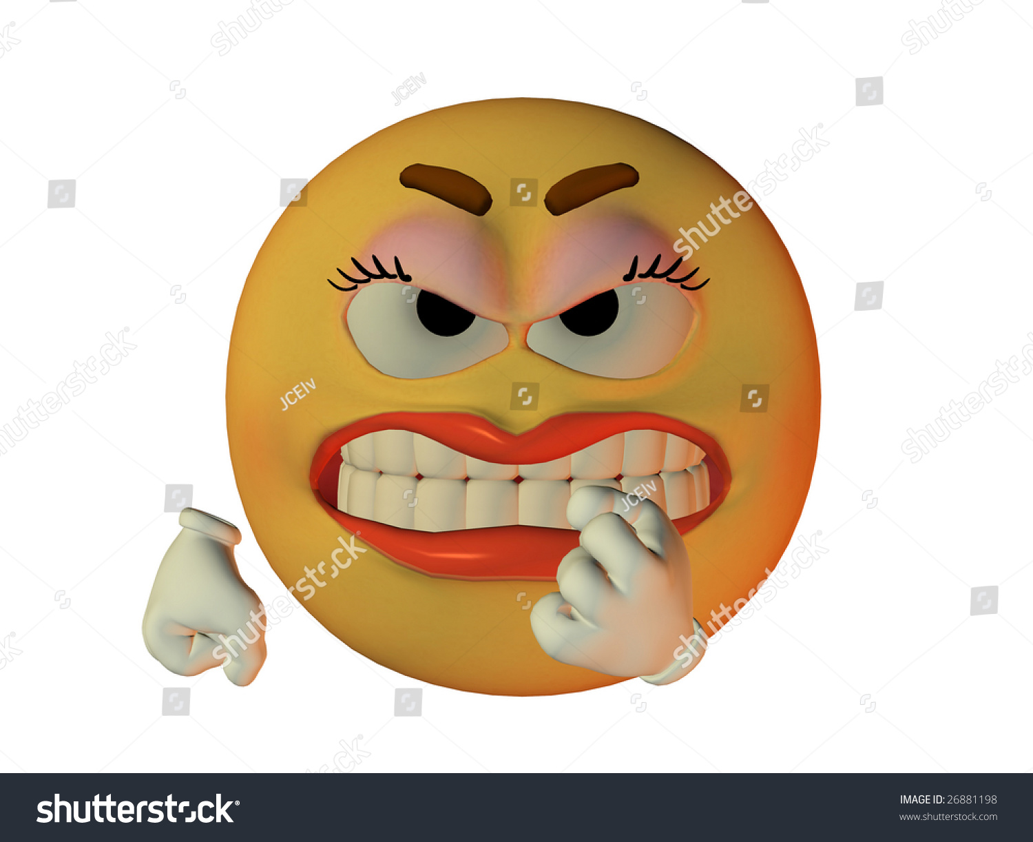 Female Smilie Angry Showing Fist Stock Photo 26881198 : Shutterstock