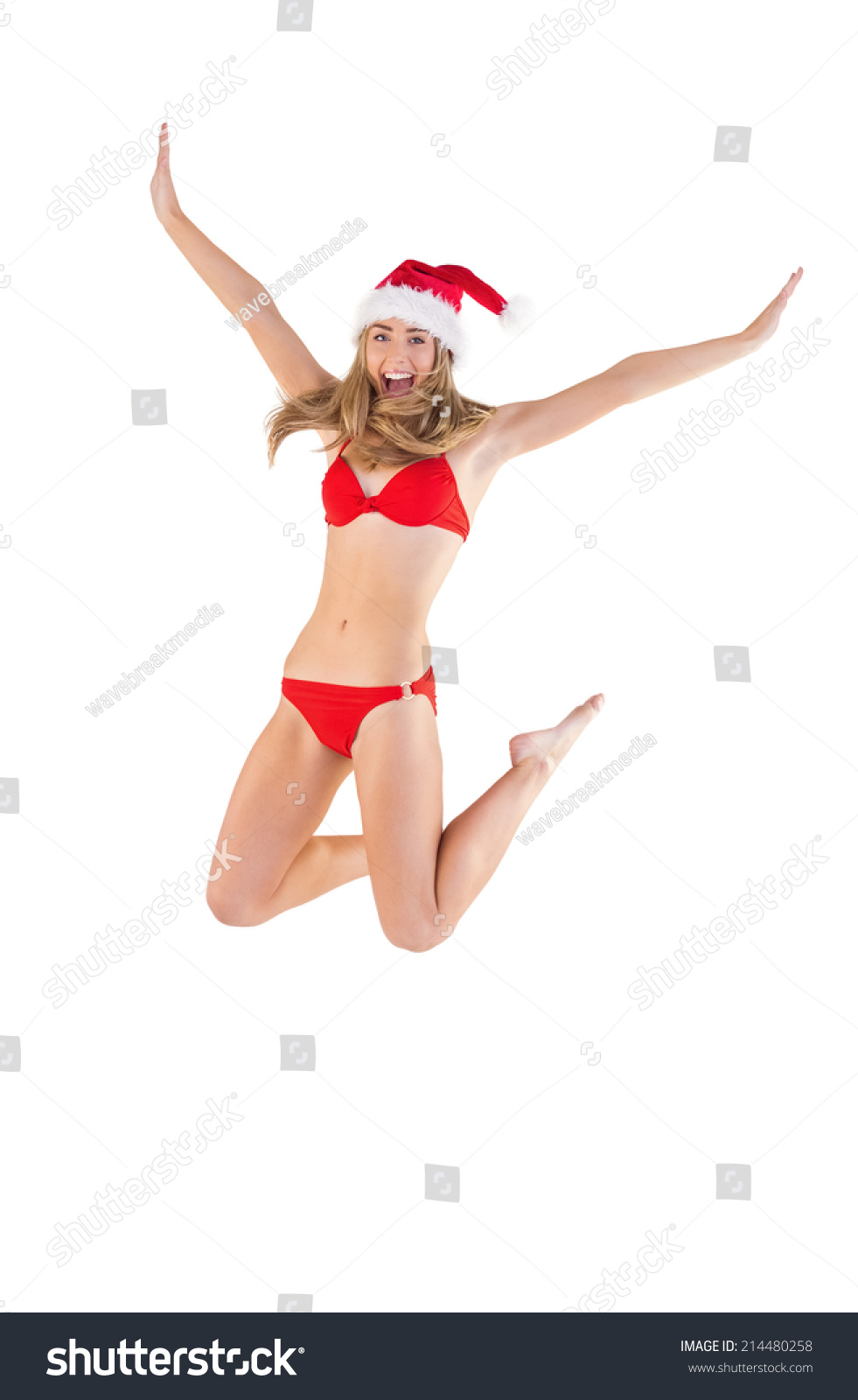 Festive Fit Blonde Red Bikini On Stock Photo Shutterstock