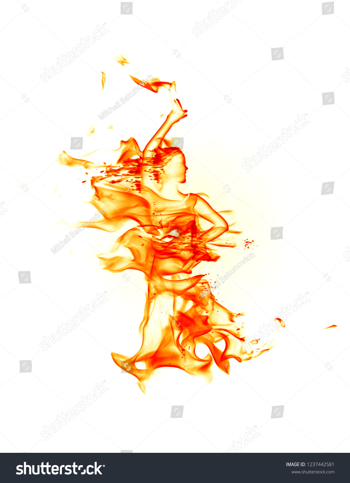 Fiery Flamenco Dancer Fire Flames On Stock Illustration