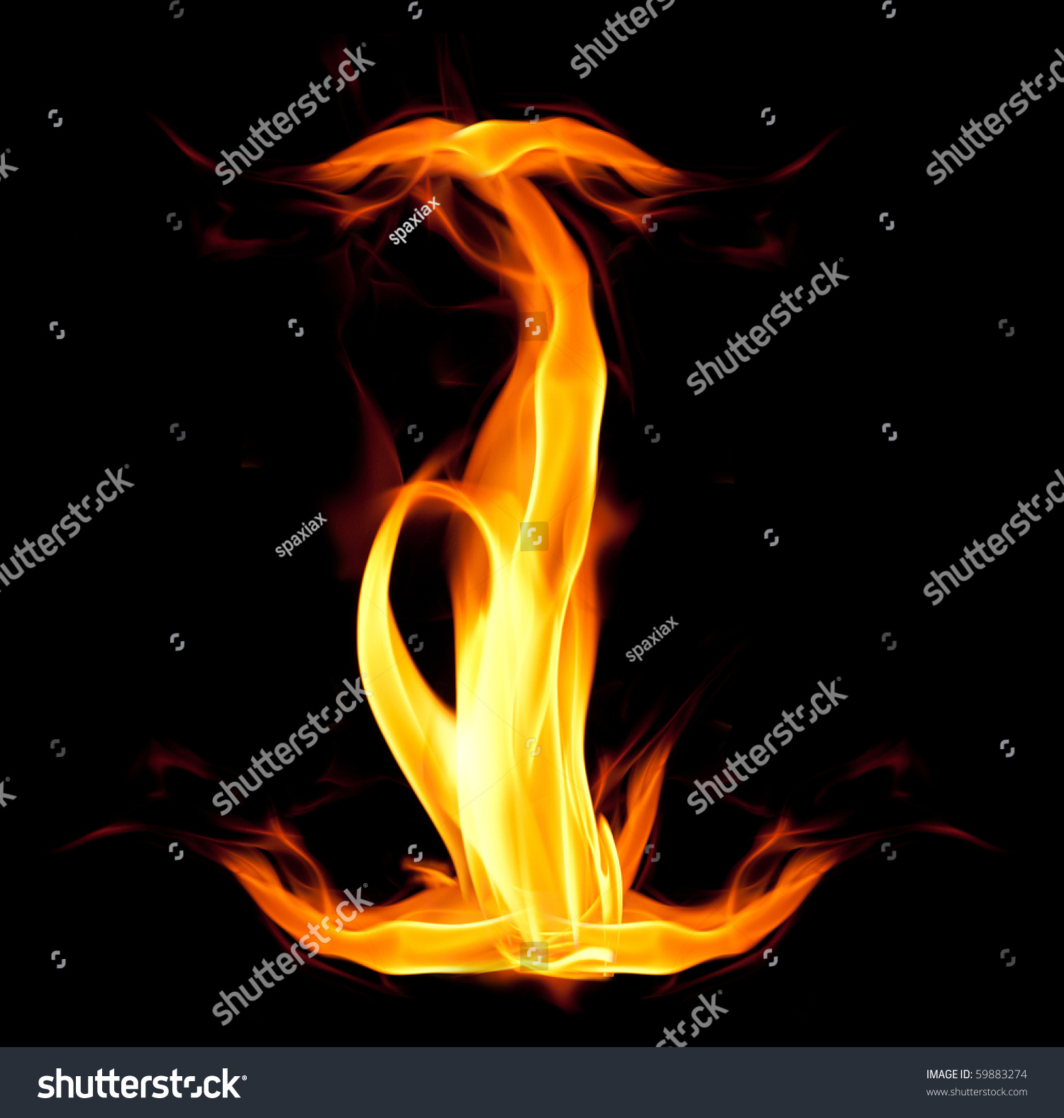 Fiery Font. Letter I Stock Photo 59883274 : Shutterstock