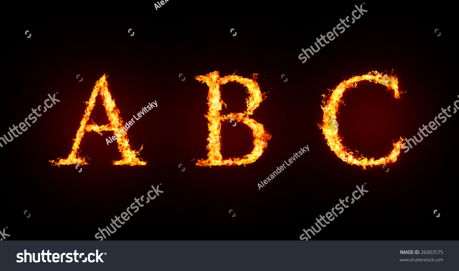 Fiery Font. Letters A, B And C, Capital Stock Photo 26003575 : Shutterstock