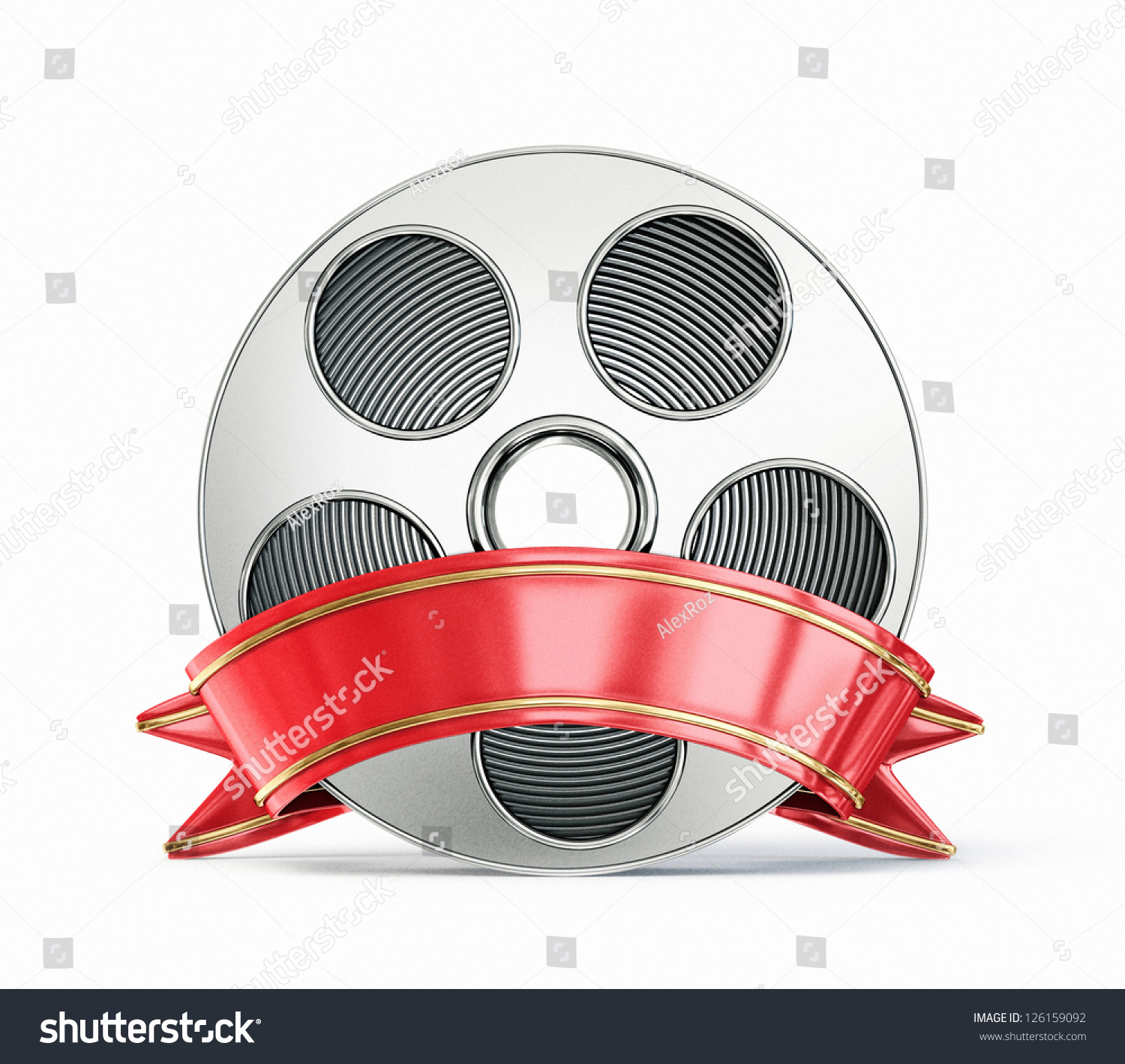 Film Reel Isolated On A White Background Stock Photo 126159092