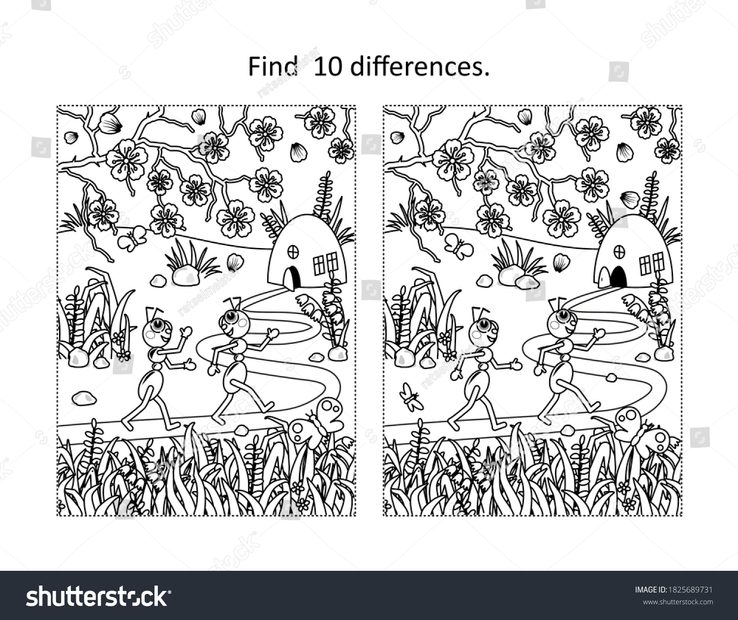 Find Differences Visual Puzzle Coloring Stock Illustration