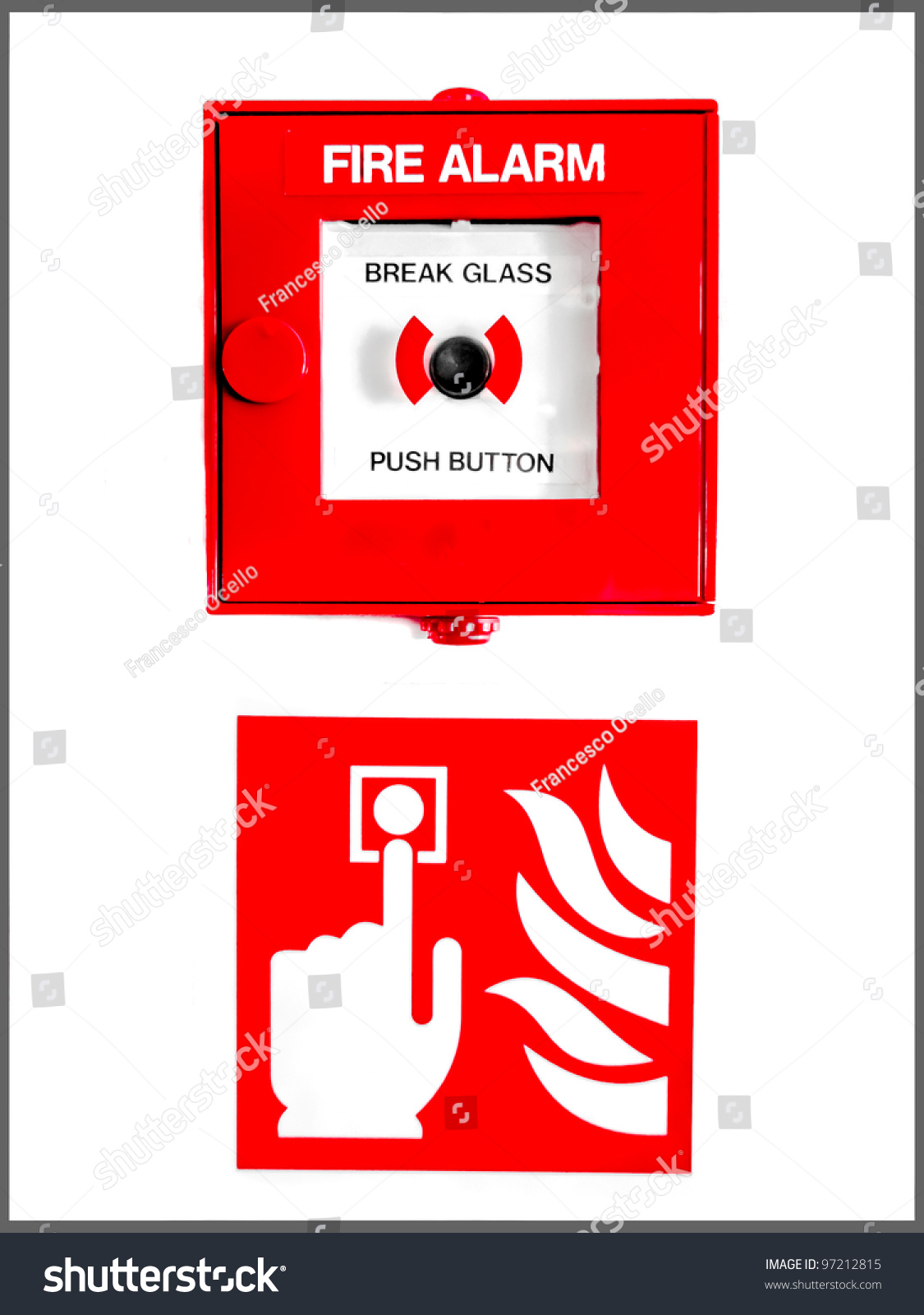 Fire Alarm Button Encased Glass Over Stock Photo 97212815 Shutterstock