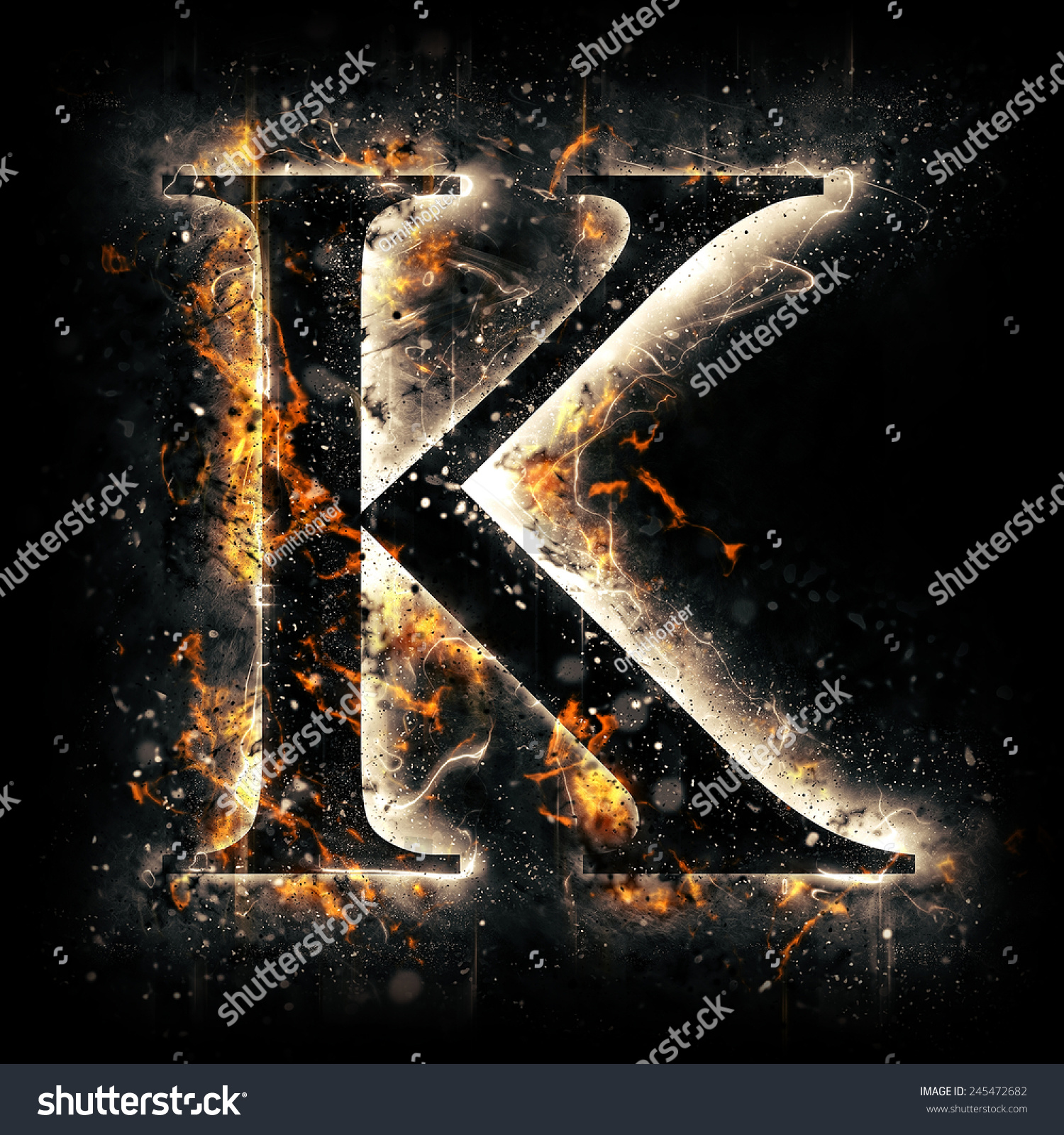 Fire Alphabet. Letter K. Stock Photo 245472682 : Shutterstock